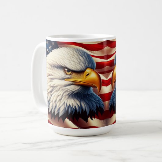 Bald Eagle Illustration des amerikanischen Patriot Kaffeetasse (Vorderseite Links)