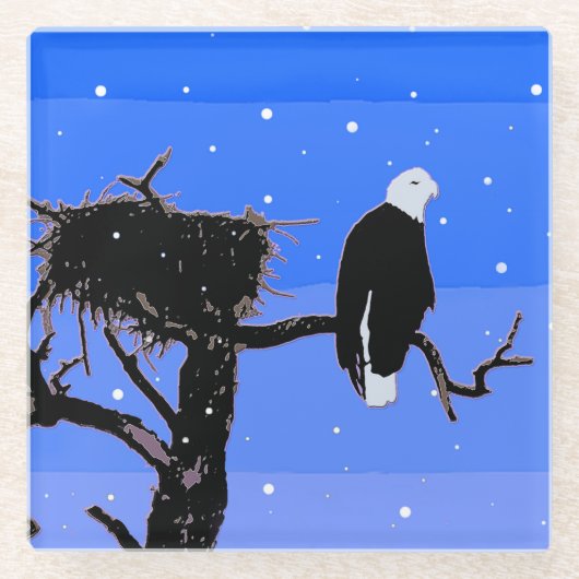 Bald Eagle im Winter - Original Wildlife Art Glasuntersetzer (Vorderseite)