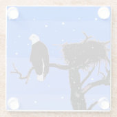 Bald Eagle im Winter - Original Wildlife Art Glasuntersetzer (Rückseite)