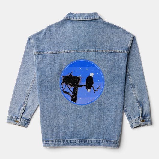 Bald Eagle im Winter - Original Wildlife Art Jeansjacke (Rückseite)