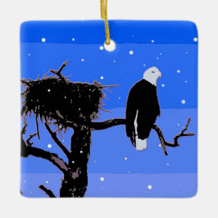 Bald Eagle im Winter - Original Wildlife Art Keramikornament