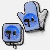 Bald Eagle im Winter - Original Wildlife Art Ofenhandschuh & Topflappen-Set (Vorderseite/Rückseite)