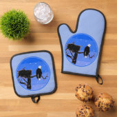 Bald Eagle im Winter - Original Wildlife Art Ofenhandschuh & Topflappen-Set (Oben Unten)