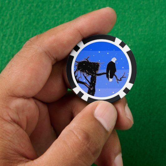 Bald Eagle im Winter - Original Wildlife Art Pokerchips (Hand)