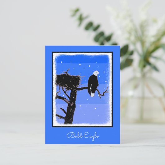 Bald Eagle im Winter - Original Wildlife Art Postkarte (Stehend Vorderseite)