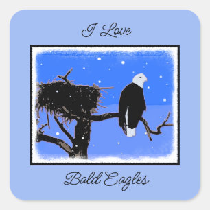 Bald Eagle im Winter - Original Wildlife Art Quadratischer Aufkleber