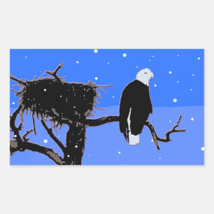 Bald Eagle im Winter - Original Wildlife Art Rechteckiger Aufkleber