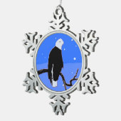 Bald Eagle im Winter - Original Wildlife Art Schneeflocken Zinn-Ornament (Rechts)