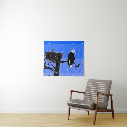 Bald Eagle im Winter - Original Wildlife Art Wandteppich (Beispiel (Horizontal))