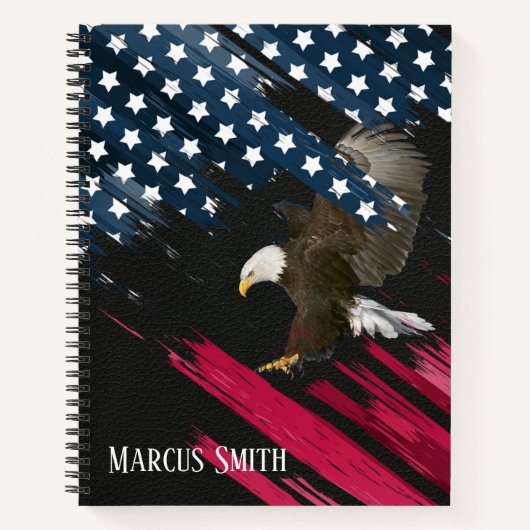 Bald Eagle in der amerikanischen Flagge Abstrakt a Notizblock (Vorderseite)