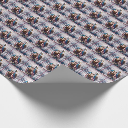 Bald Eagle in einer amerikanischen Flagge vergewal Geschenkpapier (Ecke)