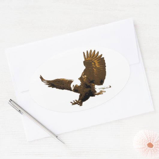 Bald Eagle Landing Oval Stickers (Umschlag)