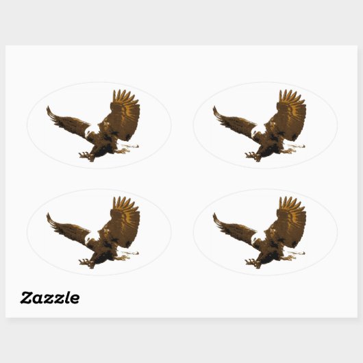 Bald Eagle Landing Oval Stickers (Blatt)