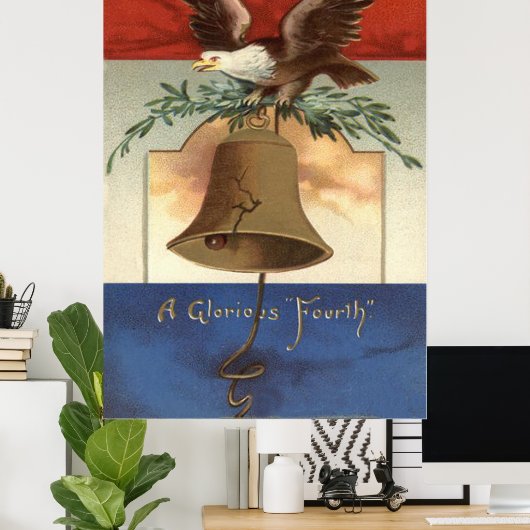 Bald Eagle Liberty Bell 4. Juli Poster (Heimbüro)
