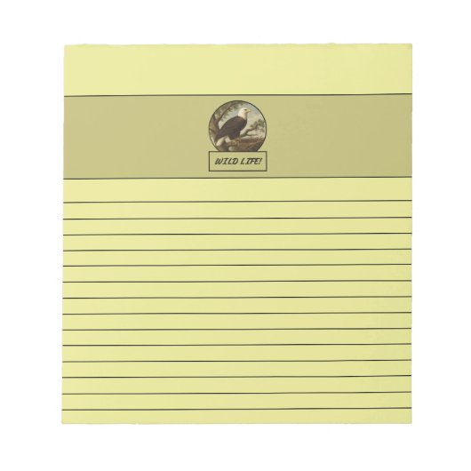 Bald Eagle Light Yellow Notepad Notizblock (Vorderseite)