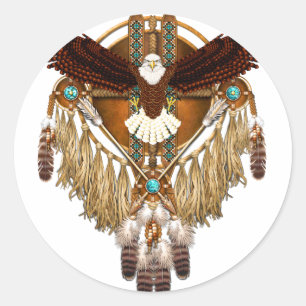 Bald Eagle Mandala - überarbeitet Runder Aufkleber