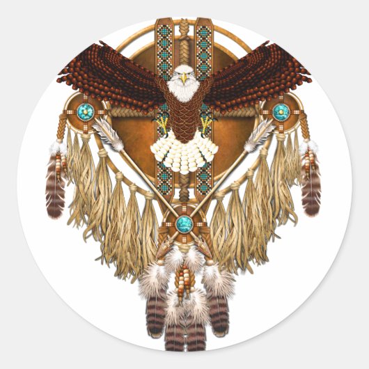 Bald Eagle Mandala - überarbeitet Runder Aufkleber (Vorderseite)