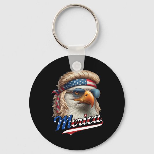 Bald Eagle Merica 4. Juli Eagle Blonde Mullet Fun Schlüsselanhänger (Vorderseite)