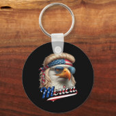 Bald Eagle Merica 4. Juli Eagle Blonde Mullet Fun Schlüsselanhänger (Vorderseite)