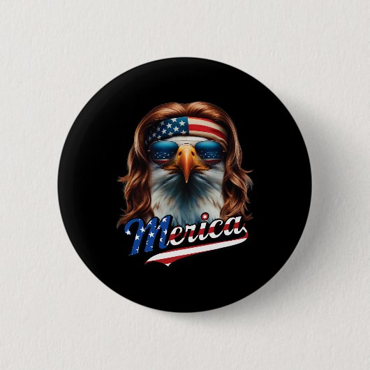 Bald Eagle Merica 4. Juli Eagle Mullet Funny Man Button (Vorderseite)