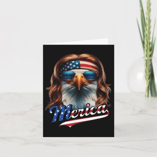 Bald Eagle Merica 4. Juli Eagle Mullet Funny Man Karte (Vorderseite)
