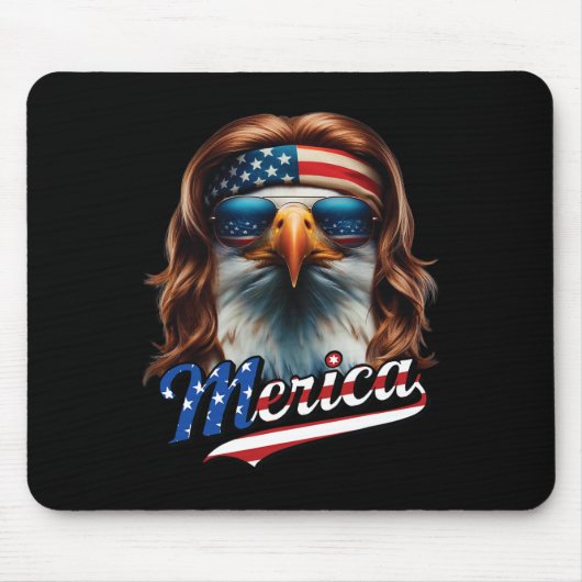 Bald Eagle Merica 4. Juli Eagle Mullet Funny Man Mousepad (Vorne)
