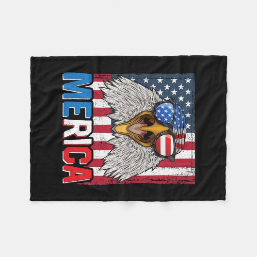 Bald Eagle Merica 4. Juli Fleecedecke (Vorderseite (Horizontal))