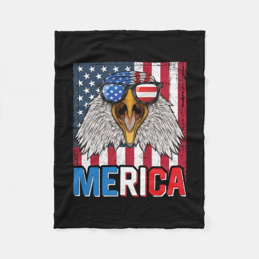 Bald Eagle Merica 4. Juli Fleecedecke (Vorderseite)