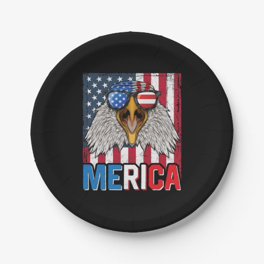 Bald Eagle Merica 4. Juli Pappteller (Vorderseite)