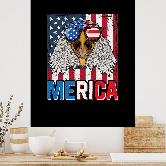 Bald Eagle Merica 4. Juli Poster (Küche)
