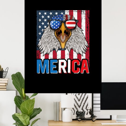 Bald Eagle Merica 4. Juli Poster (Heimbüro)