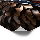 Bald Eagle Metallskulptur mit amerikanischer Flagg Poster (Ecke)