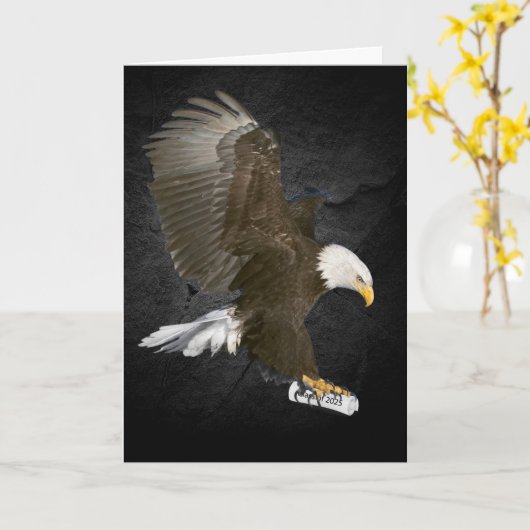 Bald Eagle mit Abschluss-Diplom 2025 Karte (Gelbe Blume)