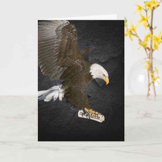 Bald Eagle mit Abschluss Diploma Karte (Gelbe Blume)