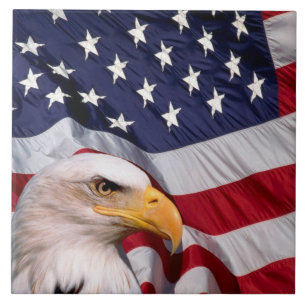 Bald Eagle mit amerikanischer Flagge Fliese