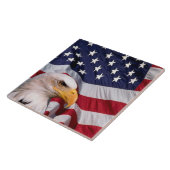 Bald Eagle mit amerikanischer Flagge Fliese (Seite)