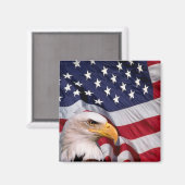 Bald Eagle mit amerikanischer Flagge Magnet (Vorderseite/Rückseite)