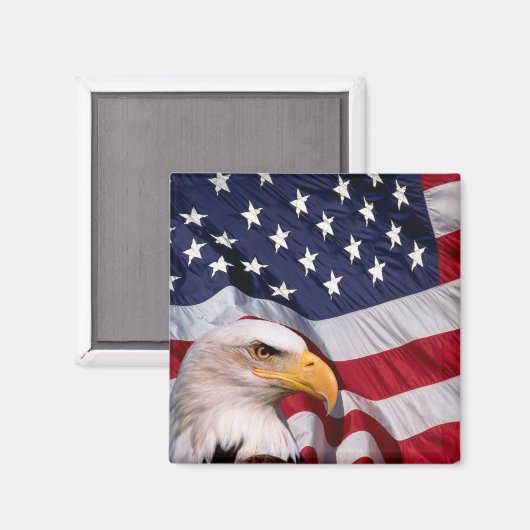 Bald Eagle mit amerikanischer Flagge Magnet (Vorderseite/Rückseite)