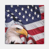 Bald Eagle mit amerikanischer Flagge Magnet (Vorne)
