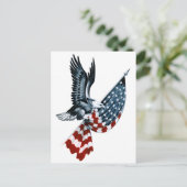 Bald Eagle mit amerikanischer Flagge Postkarte (Stehend Vorderseite)