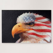Bald Eagle mit einer amerikanischen Flagge in sein Puzzle (Horizontal)