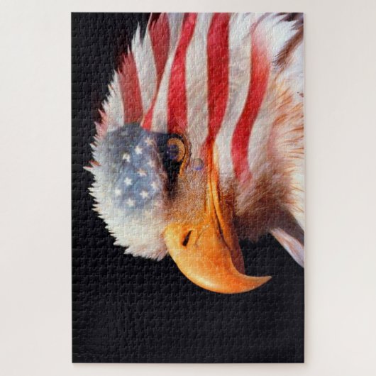 Bald Eagle mit einer amerikanischen Flagge in sein Puzzle (Vertikal)