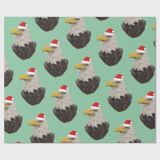 Bald Eagle mit einer Weihnachtsmannmütze Geschenkpapier (Flach)