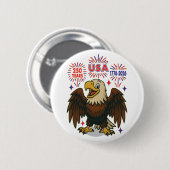 Bald Eagle mit Fireworks- USA 250 Years 1776-2026 Button (Vorne & Hinten)