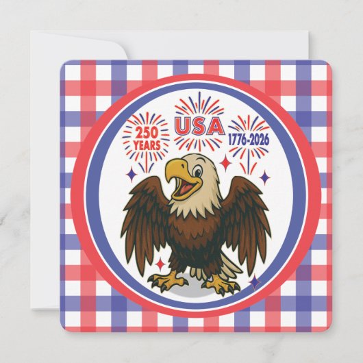 Bald Eagle mit Fireworks- USA 250 Years 1776-2026 Einladung (Vorderseite)