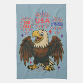 Bald Eagle mit Fireworks- USA 250 Years 1776-2026 Geschirrtuch (Vertikal)