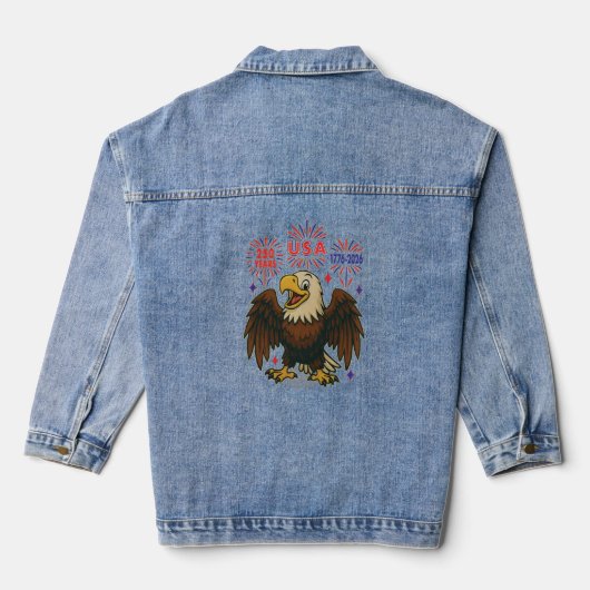 Bald Eagle mit Fireworks- USA 250 Years 1776-2026 Jeansjacke (Rückseite)