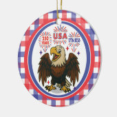 Bald Eagle mit Fireworks- USA 250 Years 1776-2026 Keramik Ornament (Links)