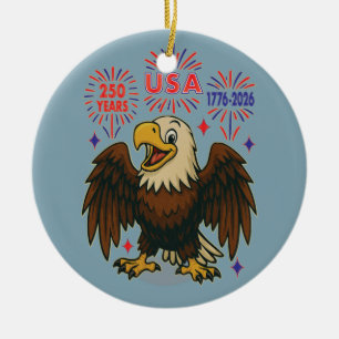 Bald Eagle mit Fireworks- USA 250 Years 1776-2026 Keramik Ornament