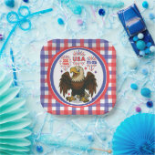 Bald Eagle mit Fireworks- USA 250 Years 1776-2026 Pappteller (Party)